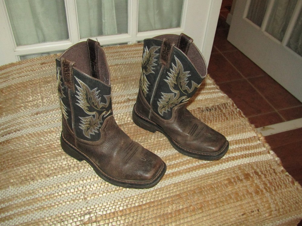 Ariat Youth Workhog Medium Wide Square Toe Brown Boots 10021452 Boys Size 13