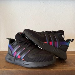 Adidas Multix Black Rainbow Gradient Sneakers Kids Size 9K HR1222
