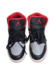 Nike Air Jordan 1 Mid Bred Shadow GS Black Grey Red DQ8423-006 Youth Sz 4Y Shoes