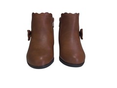 LseLom Girls Ankle Boots Kids Ankle Booties Bow Side Zipper Low Heel Sz 7