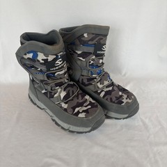 Hobibear Kids Camo Snow Boots Grey Blue Faux Fur Lined Winter AW3771 Size 39