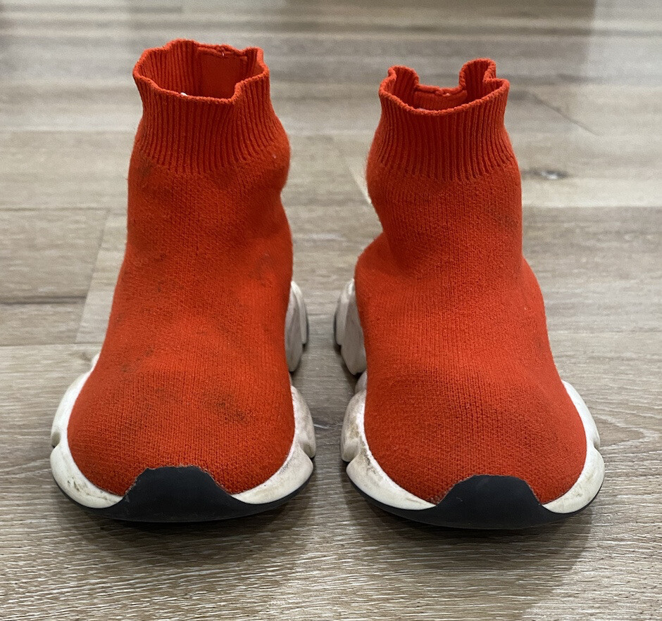 BALENCIAGA KIDS Red ‘SPEED’ SOCK SNEAKERS SIZE 9-9.5 ORIGINALLY $359