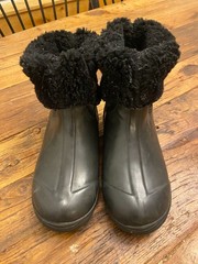Bogs Prairie Solid Black Leather Rubber Rebound Waterproof Rain Winter Pull On