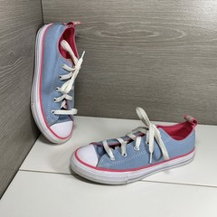 Size 2.5 Youth Converse Chuck Taylor All Star OX Sea Salt Blue/Pink White Shoes