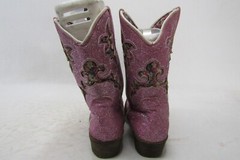 Dan Post Youth Size 3 M Pink Glitter Floral Inlay Cowboy Western Boots