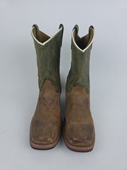 ​DAN POST Youth Sz 4 D Teddy Cowboy Boots DPC3946 Square Toe Brown Green Leather