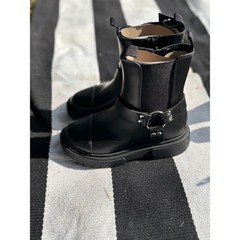 Art Class Kids Black Harness Ankle Boots Chunky Lug Sole Side Zip Size 13 NEW