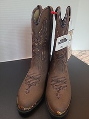 Smoky Mountain Phoenix Western Cowboy Boots Sz 10 1/2 Gold Tip Black Brown