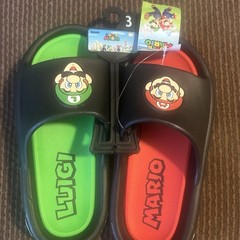 SUPER MARIO BROS & LUIGI Comfort Slides Sandals Youth Size 3 NEW