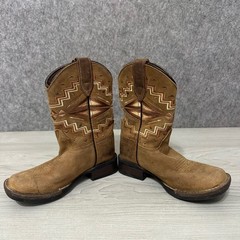 Roper Monterey Aztec Western Boots Little Kids Size 11 Brown Leather Cowboy
