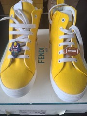 Fendi Sneakers, Yellow Hogh Top Sneakers Size 38, Fendi Yellow Kids Sneaker