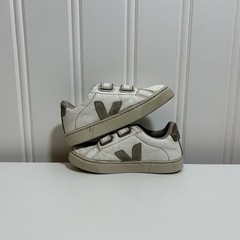 VEJA Esplar White Gray Leather Hook & Loop Low Top Kids Sneakers US 12.5