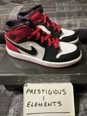 DS Nike Air Jordan 1 Mid Kids PS Size 11.5c Old Love White Red Black 307384-102