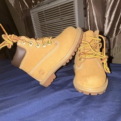 Timberland Unisex Kids Tan Leather Waterproof Ankle Boots Lace Up Size 5 12909