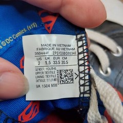 Unisex CONVERSE ALL STAR DC Comics SUPERMAN Shoe Youth Size 2