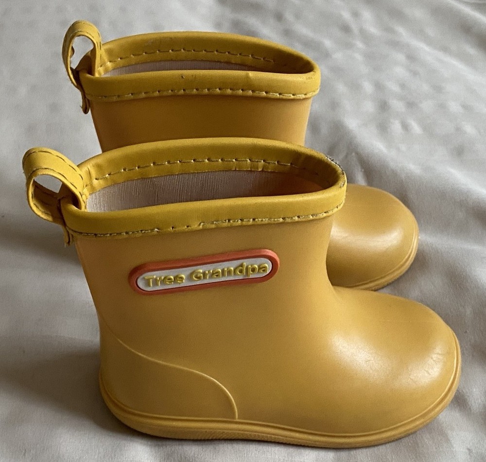 Tree Grandpa Kids Yellow Pull-on Rain Boots Baby Boys Girls Size 13 (US 5??)