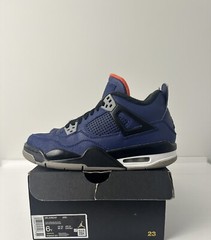 Air Jordan 4 Retro Winterized Loyal Blue/White-Habanero Red Black Sz 6Y