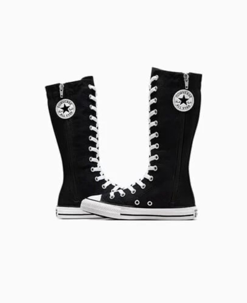 Converse Chuck Taylor XX Hi Junior Size 3 Black Knee High Zip Lace Up Sneakers