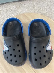 Crocs Sharks Jaws Blue And Black Cool Kid Size One Waterproof Beach Light Up