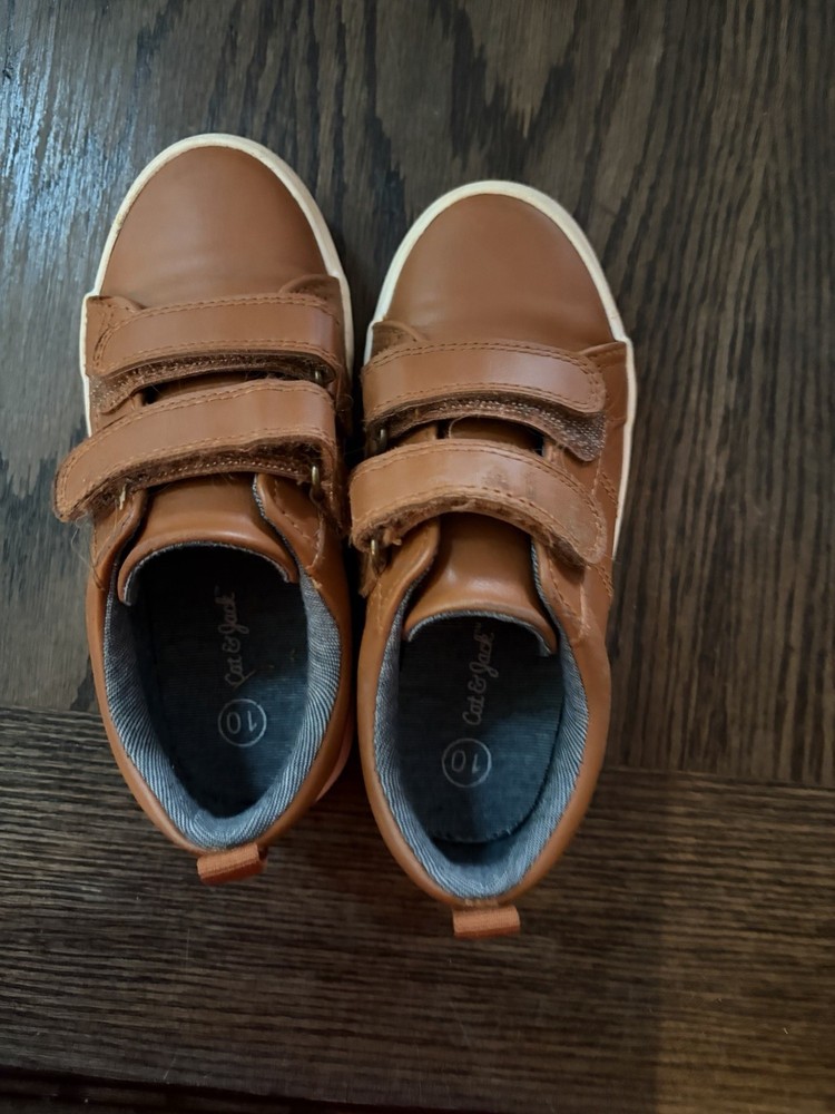 Cat & Jack Brown Hook & Loop Strap Low Top Sneakers Unisex Kids US 10