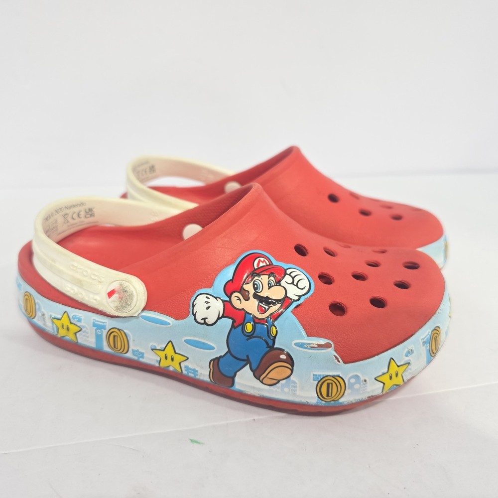 Crocs Super Mario Clogs Child Size C 11 Red Classic Nintendo Water Beach Shoes