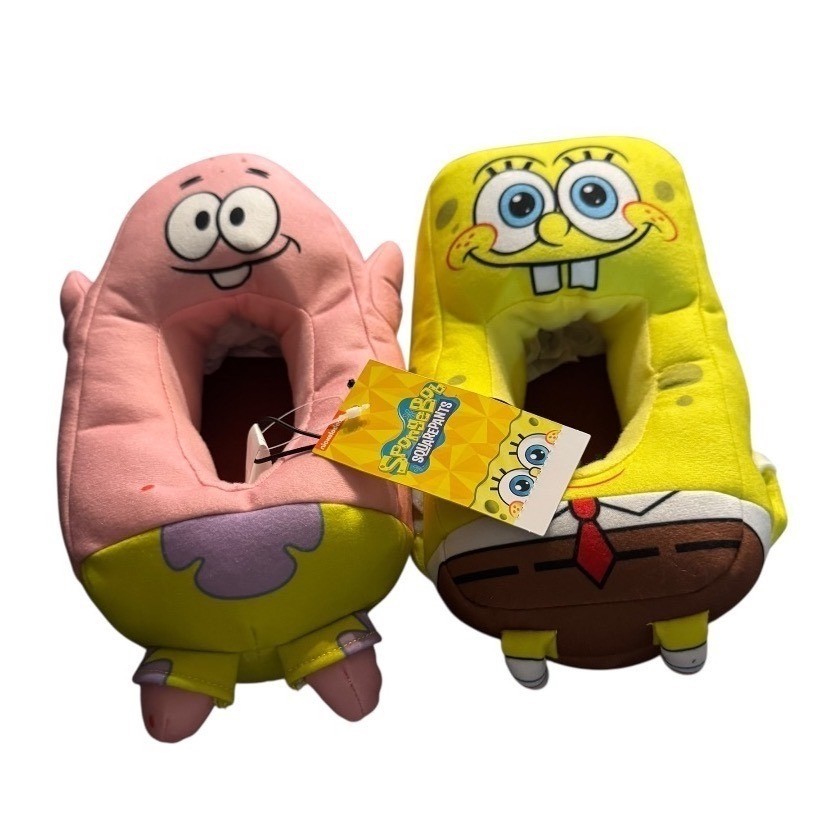 Nickelodeon Spongebob Patrick Star Youth Slippers Plush Cuddle Size 13-1