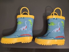 Hbxooxts Kids Rain Boots Size 5 In The Blue Dinosaur Pattern With Pull On…
