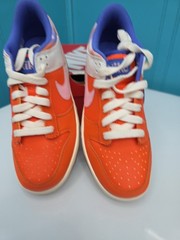 Nike Dunk Low SE GS Orange White Purple Leather Kids Sneakers Size 5.5y
