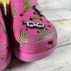 Crocs Classic Spring Jibbitz Clogs Kids Size C12 Pink Palm Trees 1.5″ Platform