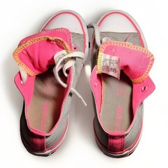 Converse Chuck Taylor All Star Junior 13 Grey Neon Pink Lime Double Tongue Shoes