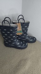NEW Lone Cone Matte Blue Simple Sharks Kids 1 L Rain Boots
