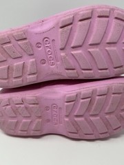 Crocs Handle It Rain Boots Pink Size J2 Kids Youth Girls Waterproof Pull-On