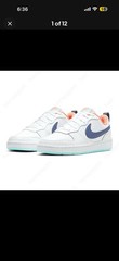 Nike Court Borough Low 2 GS Kid 5.5Y White/DK Purple/Dust-Copa BQ5448-112 New/BX
