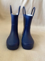 Lone Cone Navy Natural Rubber Cotton Lined Kids Rain Boots Size 5 Matte
