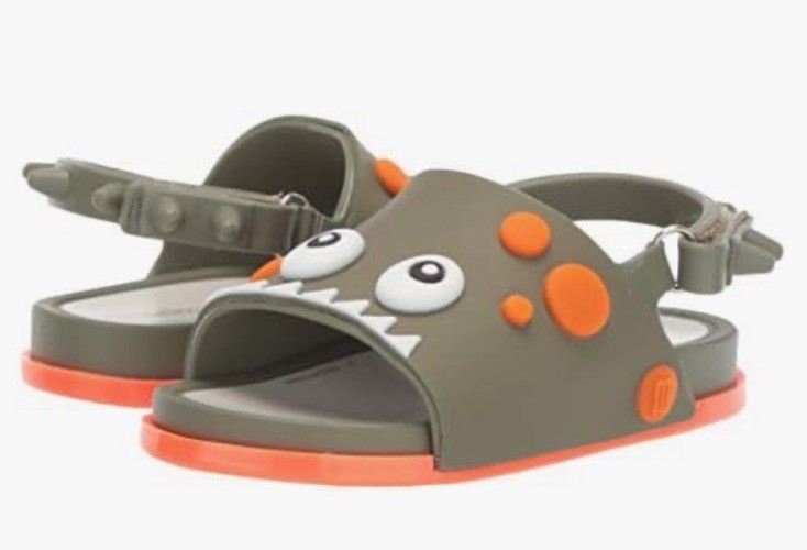 BNWOB Mini Melissa Unisex Beach Slide Dino Sandals sz 5c