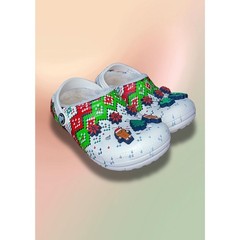 Crocs Classic Lined Holiday Christmas Sweater Clogs Kids C12 w/ Jibbitz Charms