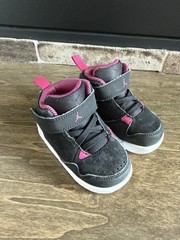 Jordan Flight Toddler High Top Sneaker Black Pink White Hook & Loop US 5C
