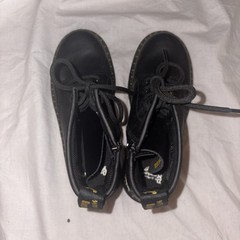 Doc Martens Zavala J – Leather Combat Boots Black Kids Size 3 NWOB