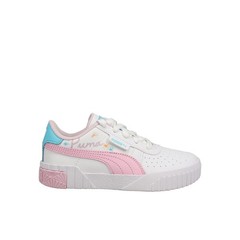 PUMA Cali Spring Sketchbook Perforated Lace Up Youth Girls Pink, White Sneakers