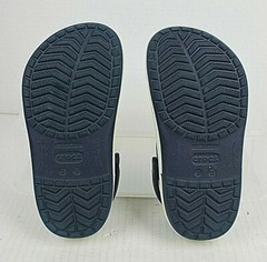 Kids CROCS Crocband ii.5 Water Friendly Clogs Blue Neon Stripe Juniors Sz 3 VGUC