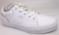 Vans Kids Seldan White Low Top Lace-Up Sneakers Shoes Youth Size 3.0 White Leath