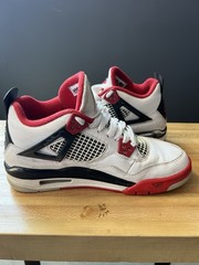 Jordan Air Jordan 4 Retro White Red Black Leather Kids 6Y Sneakers