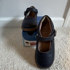 Stride Rite SR Mara Navy Leather Mary Jane Dress Shoes Kids 9.5W Buckle