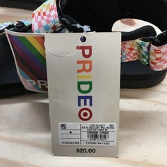 Target Sandal Youth 4 White Multicolor Pride Collection Open Toe Slip On NEW