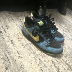 Nike Dunk Low Blue Black Yellow Leather Kids Sneakers 7Y DV1694-900