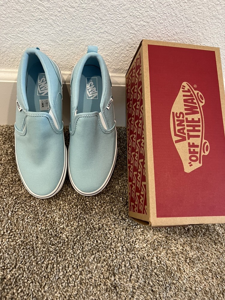 Vans “Asher” Slip On Canvas crystal blue Youth Size 4 New In Box