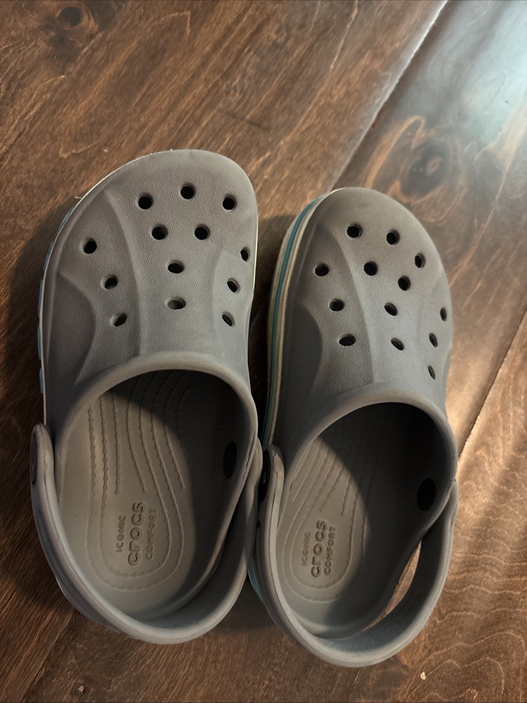 Crocs Baya Unisex Kids Clogs Light Grey, Size 10