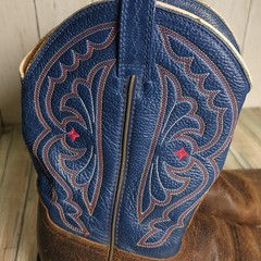 Ariat Quickdraw Brown Blue Red Leather Western Boots Kids 4.5 Cowboy Rodeo USA