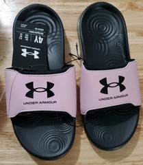 NEW Size 4 Under Armour 3027227-002 Ignite Select Fixed Slides Rose Pink/ Black