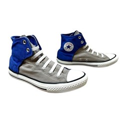 Converse Blue Grey Peel Back High Top Sneakers Shoe Juniors 6 Hip Hop Womens 7.5